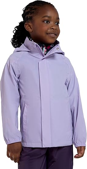 Mountain Warehouse Pakka Kids Waterproof Jacket - Wind Resistant, Lightweight,Breathable Rain Coat for Girls & Boys, Packaway Bag - For Rain, Spring Summer