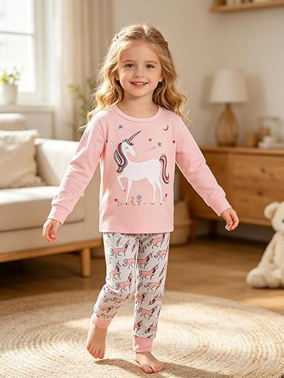 TEDD Girls Christmas Pyjamas Set Toddler Clothes Sleepwear Animal Printed Nightwear Winter Long Sleeve Pjs 2 Piece Outfit Xmas Gift for Kids