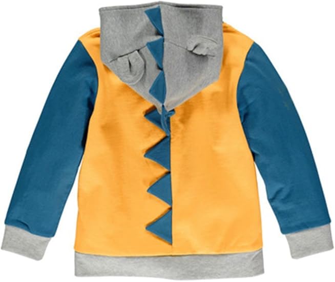 LitBud Toddler Boys Hoodies Jacket Cartoon Dinosaur Zipper Packaway Spring Coat for Kids